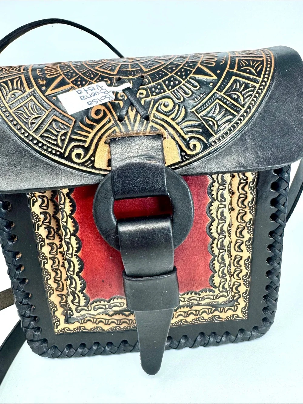 Handcrafted NWT Artisan Hand-Tooled Mexican Leather Crossbody Shoulder Bag